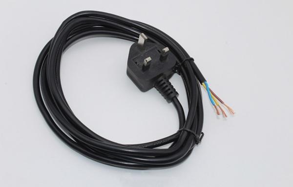 Hot sale BS 3 pin 10A AC Power Cable With Stripped 0.5m-10m OEM power cord