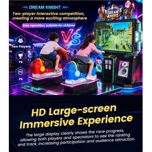 Amusement Park Kids Coin Operated Game Machine Dream Knight Horse Racing Machine