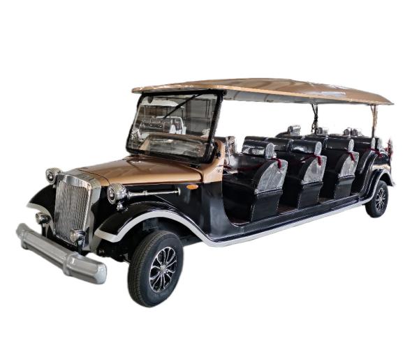 best Black Electric Classic Car 14 Seats Vintage Cart Sightseeing Seats 4kw 72v