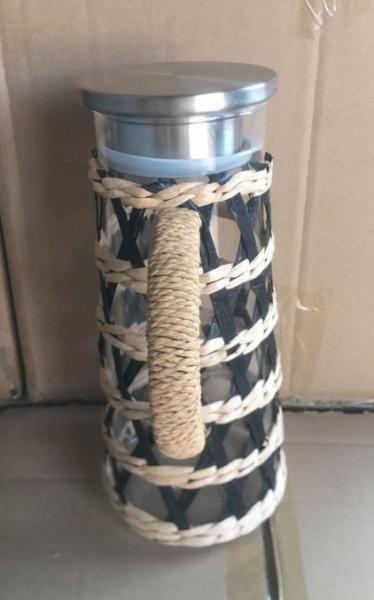 Best selling Seagrass bottle carrier Wicker detox bottle holder Seagrass glass cup holders