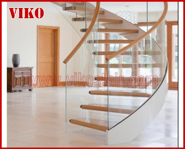 Floating Staircase VK36S Floating Stair Tempered GlassLED Light strip, Stringer: 5mm+5mm(Thickness), Dia 6mm Steel Cable