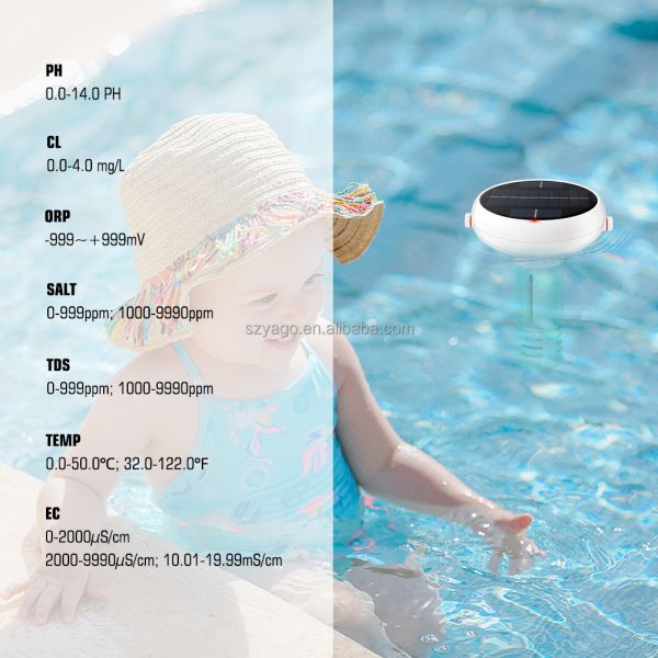 WiFi 7 in 1 Solar Energy Water Quality Monitor IP67 Waterproof Digital pH Meter for Swimming Pool