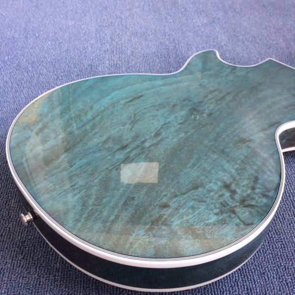 New style of custom guitar, double F holes,Flame Maple Top ,blue guitar