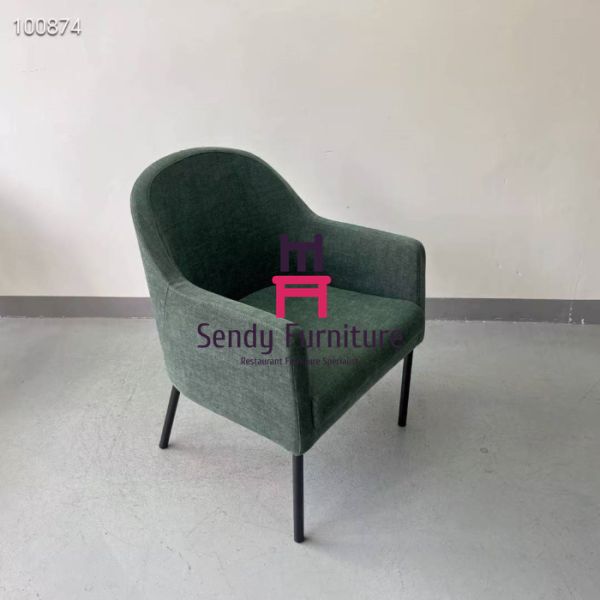 Metal Restaurant Chair | Versatile Oversized Fabric Dining Chair with Armrests