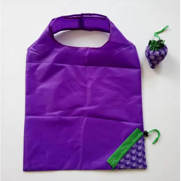 Custom Made Foldable Polyester Tote Bag Grape Polyester Nylon Collapsible Grocery Bags