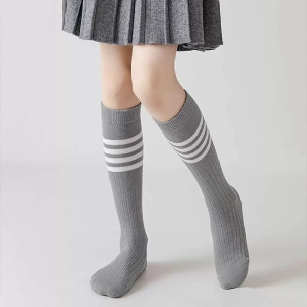 Winter Warm Knee High Socks Simple Striped Organic Cotton Baby Stockings