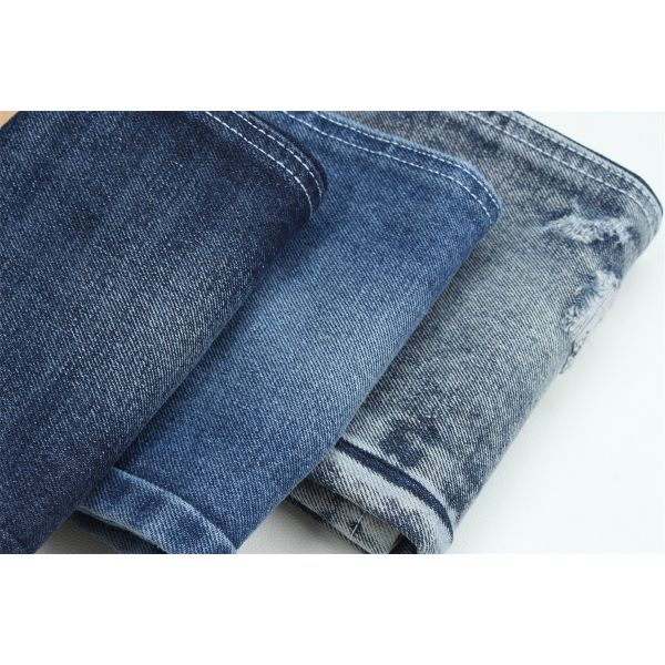 Tejido de denim de fibra reciclada en un azul muy profundo 11.5 oz Alta elasticidad