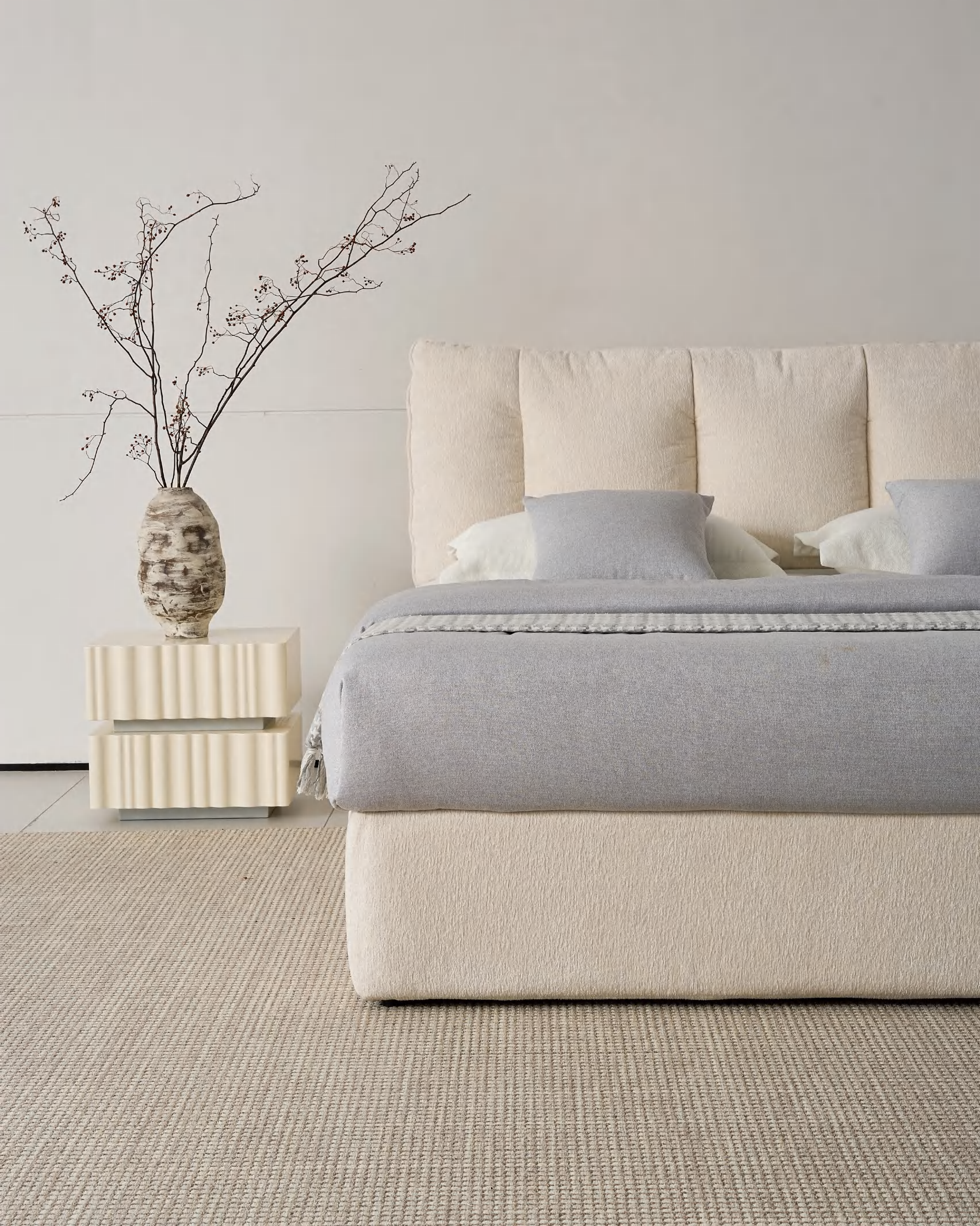 Modern minimalist fabric storage bed , Apartment furniture