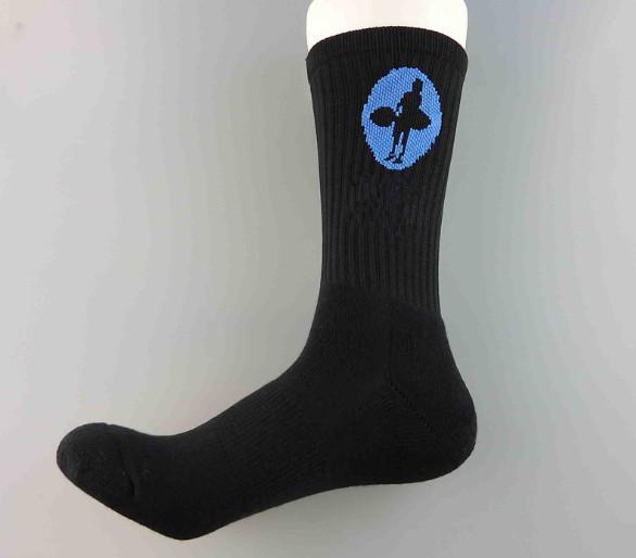 Jacquard Logo Mens Black Sports Socks Standard Thickness Custom Sport Socks Canada