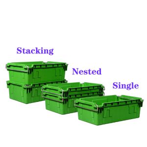 45L Stack And Nest Plastic Crate Turnover Moving Container Nesting Plastic Crate With Handle