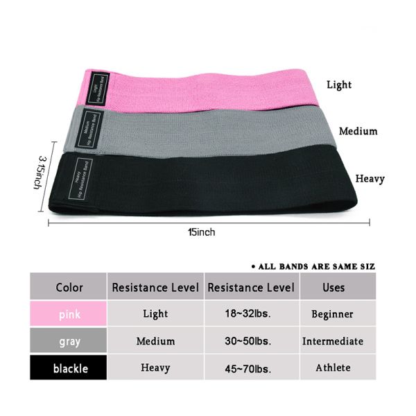 38cm 45lbs Workout Fabric Resistance Bands 15 Inch Anti Skid