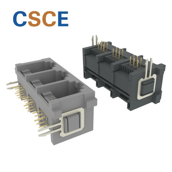 5525 Series PBT Unshielded With Hook 6P6C 1*3 PORT RJ11 Modular Jack Connector