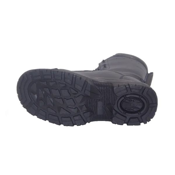 Black Leather Firefighter Boots Heat Insulation Firefighter Boots Steel Toe Reflect Stripe