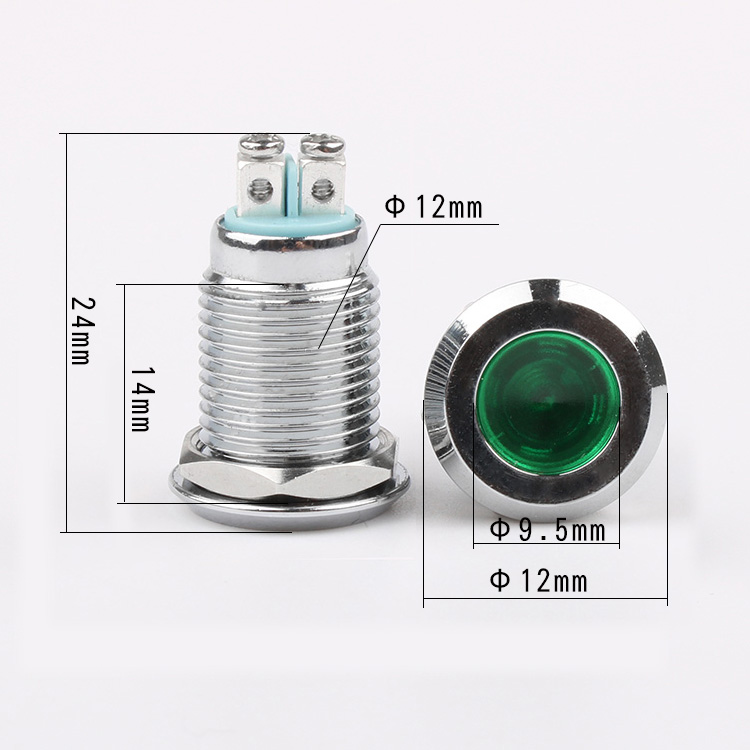 12mm LED Multi-color Signal Lamp IP65 IK08 Brass Nickelage 12V/24V/36V/110V/220V Explosion-proof Indicator Light Industrial Flat