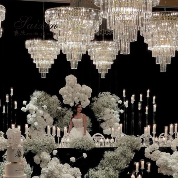 Белые кристаллические люстры Светильники Кристаллические потолочные лампы Декорация 100 см