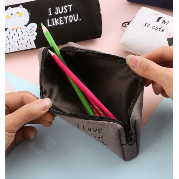 Customized Logo Acceptable Fashion Cartoon Canvas Pen Bag for Junior High School Pupils