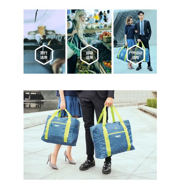 Lightweight Fold Up Carry Bags , High Durability Travel Blue Folding Bag
