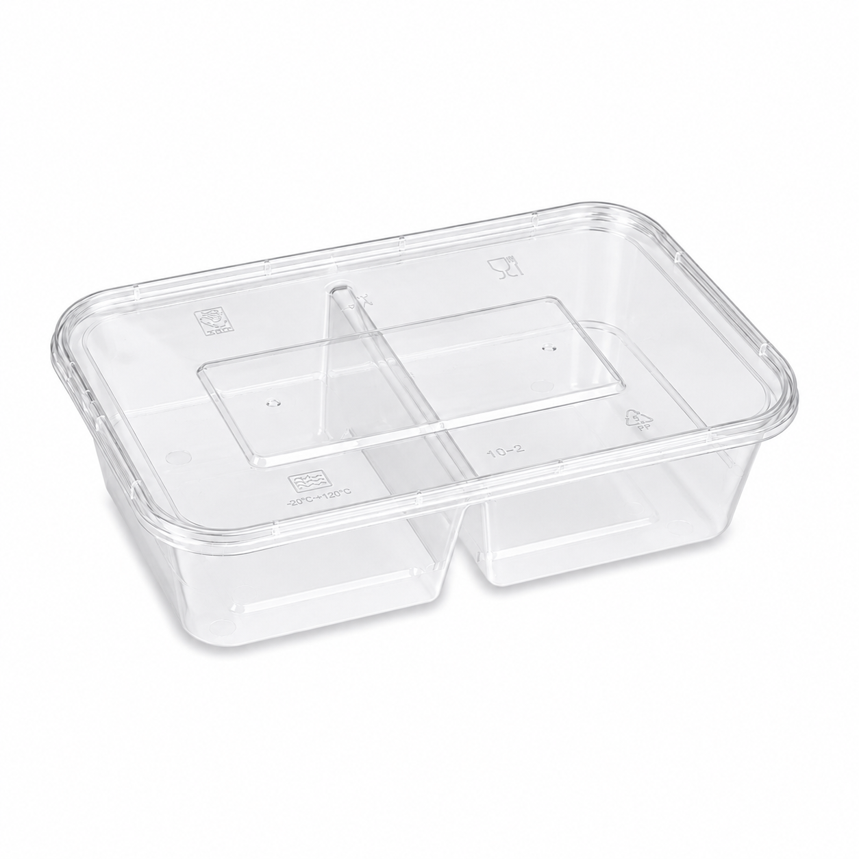 Two Compartment PP Lunch Box Lidded 750ml for Combo Meals