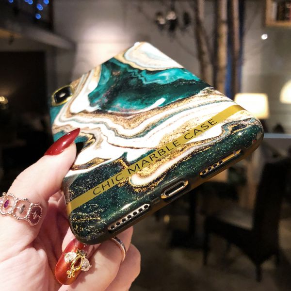 Gold Foil Chic Marble Phone Case Anti Knock Protective Case For Iphone XS