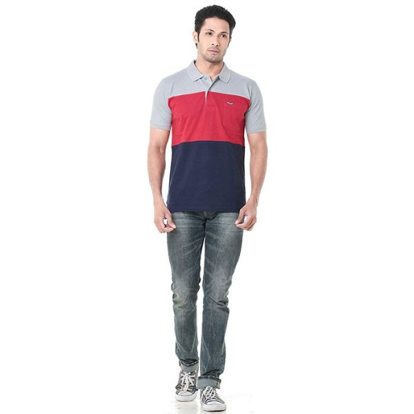 Contrast Color Mens Polo Style Shirts 100% Cotton Fashion Soft Feel OEM Service