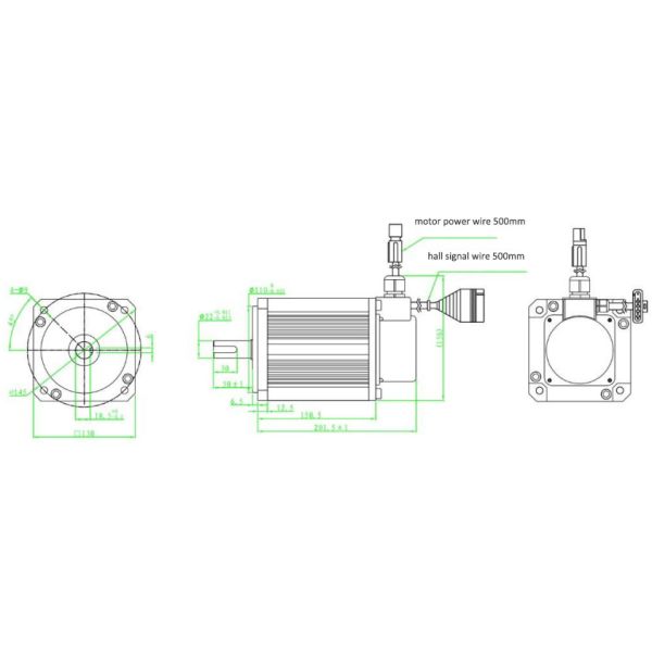 набор мотора мотора 7.8Nm 3000rpm Bldc 2400W 3.2HP 48V безщеточный