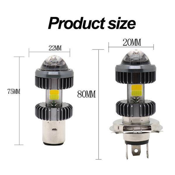 Motorcycle Led Headlight Bulb Projector H4 BA20D Dual Color 20W  Mini Fog Driving Lights Bulbs