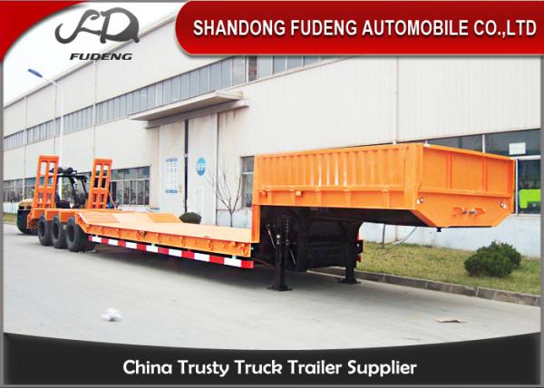 SKD Type Low Base Trailer , Machine Carrying Gooseneck Truck Low Bed Trailer 