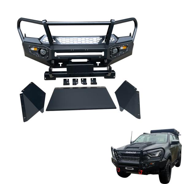 Install Original Car Hole Off Road Steel Heavy Duty Winch Bumper Guard for ISUZU Dmax