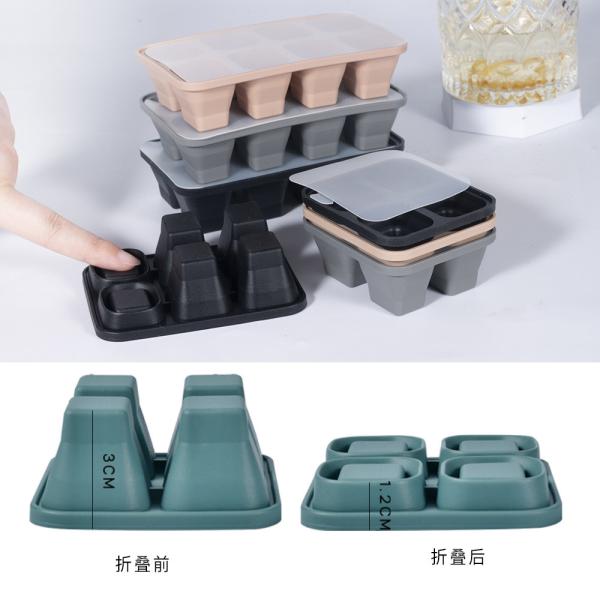 折りたたみbare Ice Cube トレイ 2 パック シリコン 折りたたみbare 折りたたみbare 大型 Ice Cube 形状 蓋と柔らかい底で簡単に解き放たれる