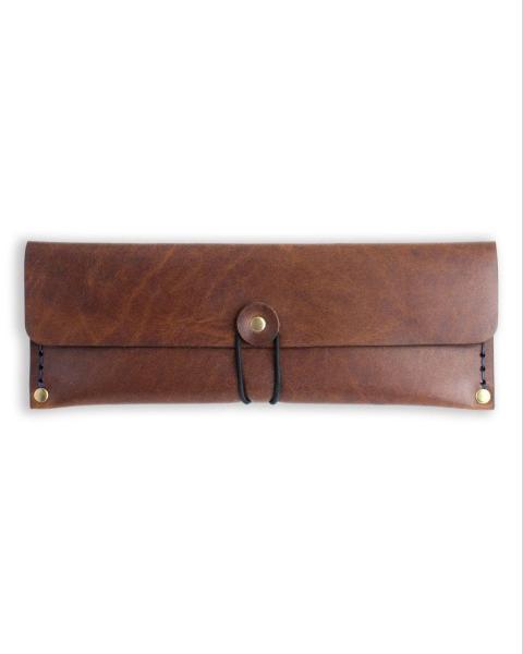 Personalized Hand Sewn Leather Pencil Case Custom Logo For Students