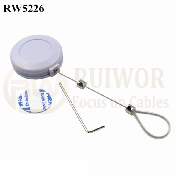 RW5226 Round Anti Theft Retractor Plus Adjustable Stainless Steel Wire Loop Coated Silicone Hose