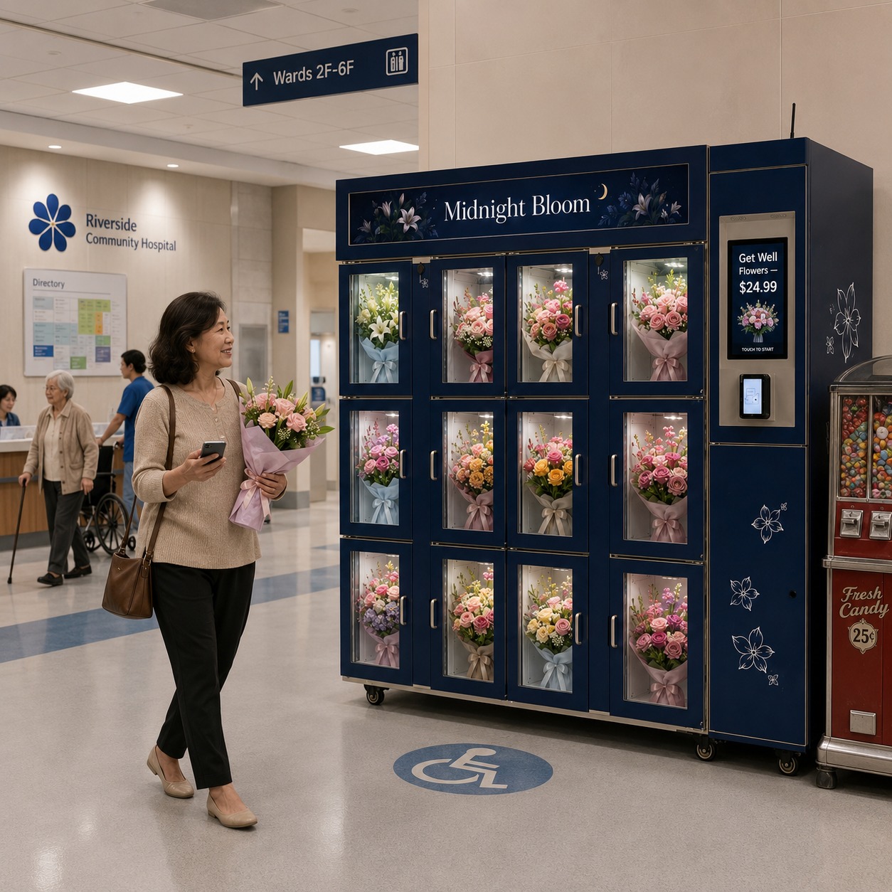 Refrigerated Touch Screen 24H Fresh Flower Vending Machine for Bouquets