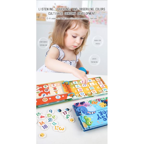 2025 Montessori Autism Sensory Educational Toys Alphabet Animal Early Education Kids Learning Busy Book