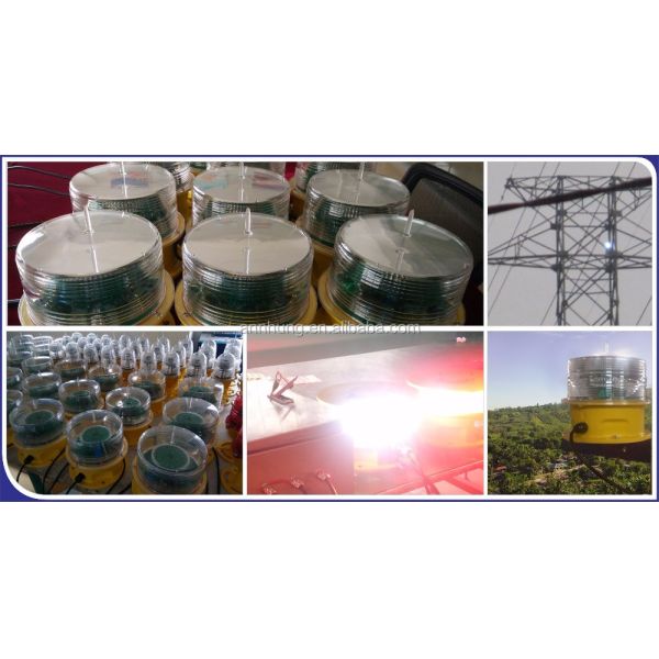 Low Intensity Solar Powered Dual Aviation Obstruction Light with 360° Horizontal Beam and IP67 Rating