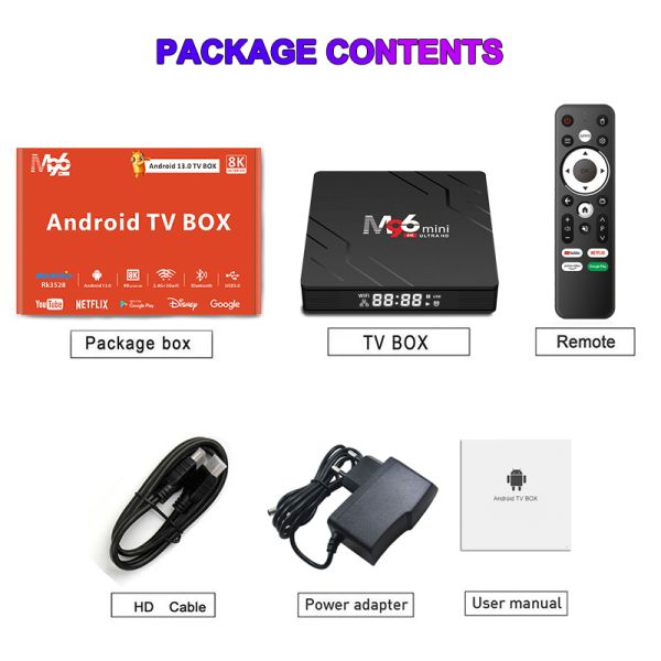 Практическая телевизорная коробка M96 Mini Android 13 WiFi 6 4K 8K 64GB RK3528