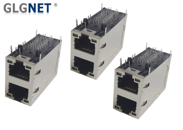 ICM 10G Magnetic Ethernet Rj45 Jack 2X1 Stacked Right Angle 90° Side Entry
