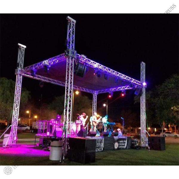 Aluminum Stage Lighting Fork Ends Truss 1m Round Portable Movable Stage For Wedding