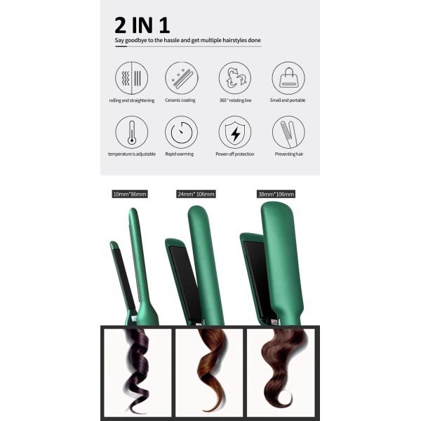 Professional MCH 240V 2 In 1 Wide Ceramic Plate Hair Straightener