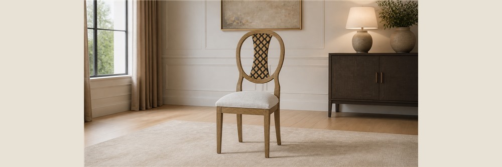Oval Pierced Back Upholstered Dining Chair CYC-057