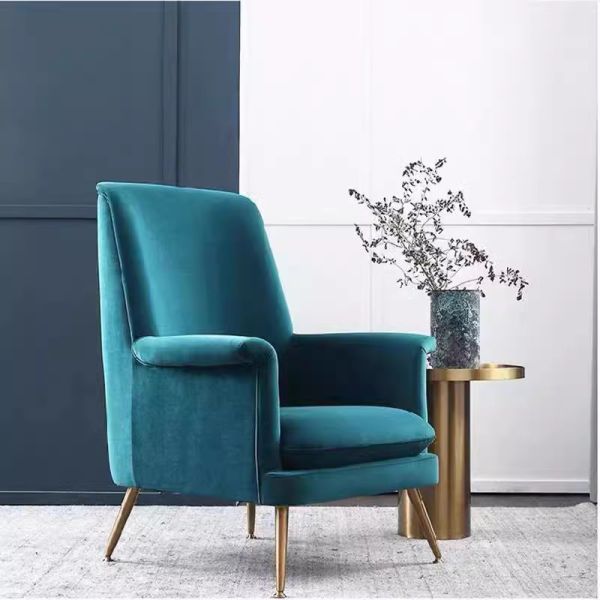 Scandinavian Simple Hotel Velvet Single Sofa Customized Colour Size