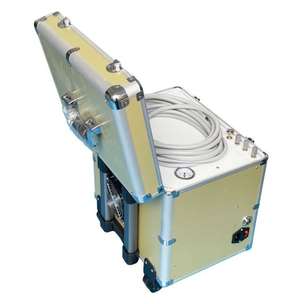 Unidad de entrega dental portátil con sistema de compresión de aire Unidad dental móvil de 550W maleta mini turbina de tratamiento dental