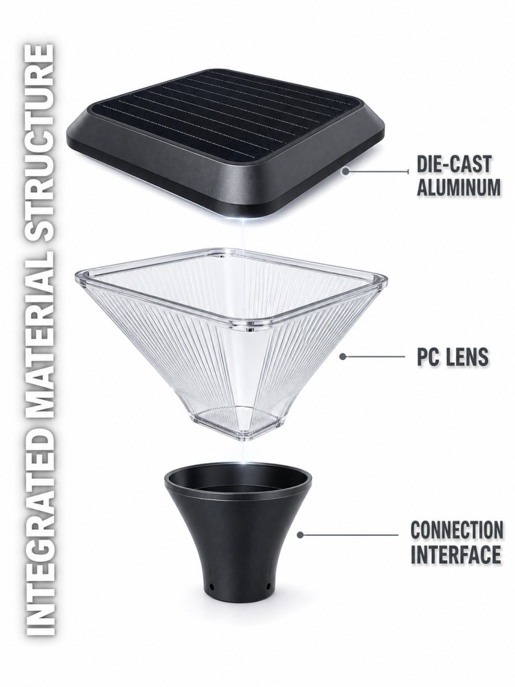 Modern Square Solar Garden Lights Warm White 30W 50W Pole Mount Weather Resistant