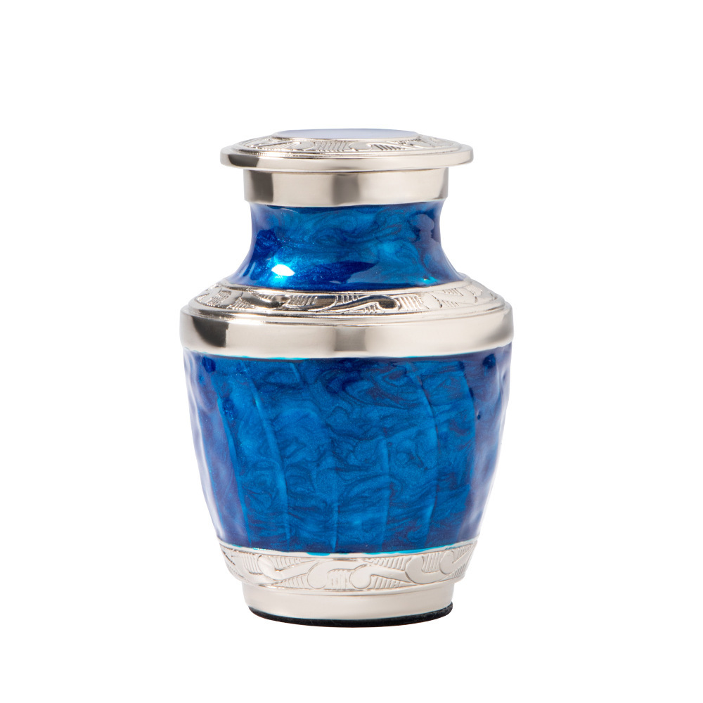 Blue Memorial Pet Urn Wholesale Metal Keepsake Urn Factory