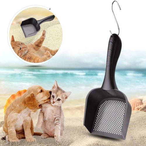 Black Plastic Small Holes Fine Litter Scooper Shovel For Cat Dog