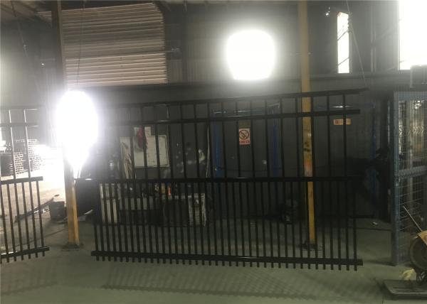 Steel fence 2100mmx2400mm Panels Stain Black Interpon Powder Rail 40mm and 50mm Upright 25mm