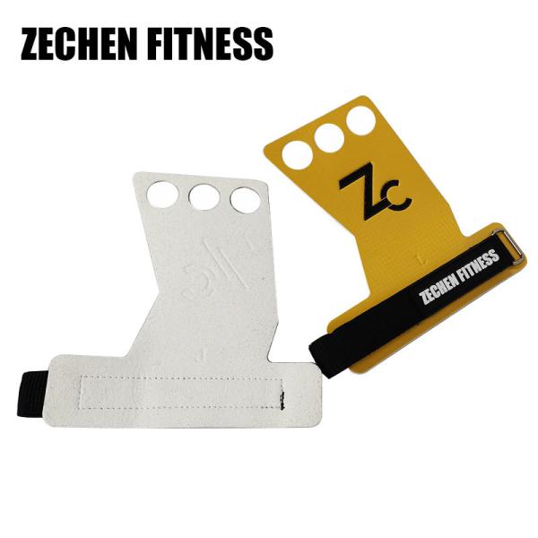 Pull ups 3 Hole Carbon Leather yellow crossfit Hand Grips Gloves for Palm Protection