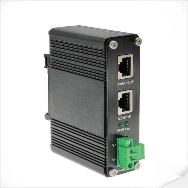 Industrial 90W 802.3bt PoE++ Injector Gigabit DC12V DC24V DC48V Input Mini Size