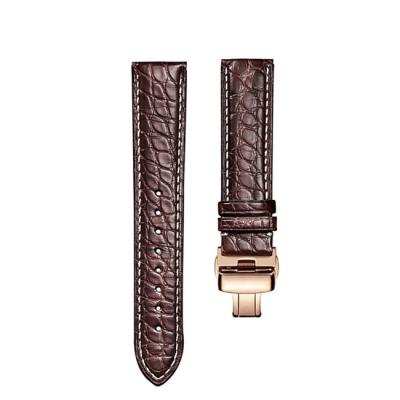 Couro genuíno unisex de correia de relógio do crocodilo da correia 25g Brown da faixa de relógio de 20mm