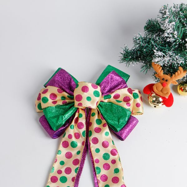 Muestra de 2024 Doble capa de cinta grande de barro Decoraciones navideñas Arcos con borde de alambre