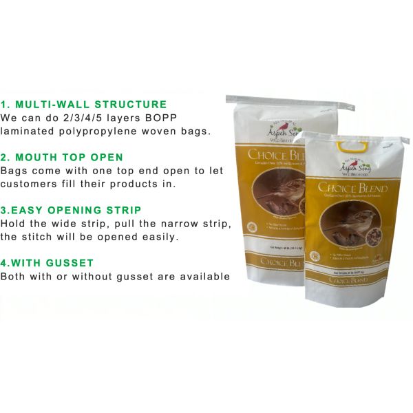 Heavy Duty 20KG 25KG PP Woven Dog Food Bags - Tear-Proof, Moisture-Proof & Large Capacity, Food Grade for Pet Feed Storage